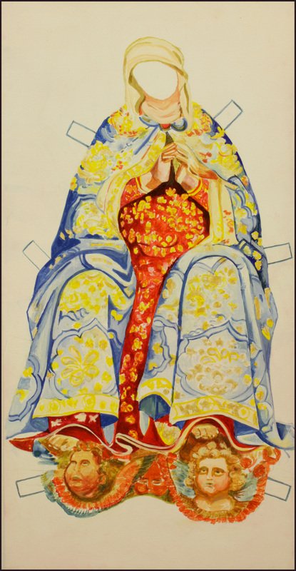Bettina Magi, Luca Signorelli, Pregnant Madonna, casein on wood, 24x12", 2014