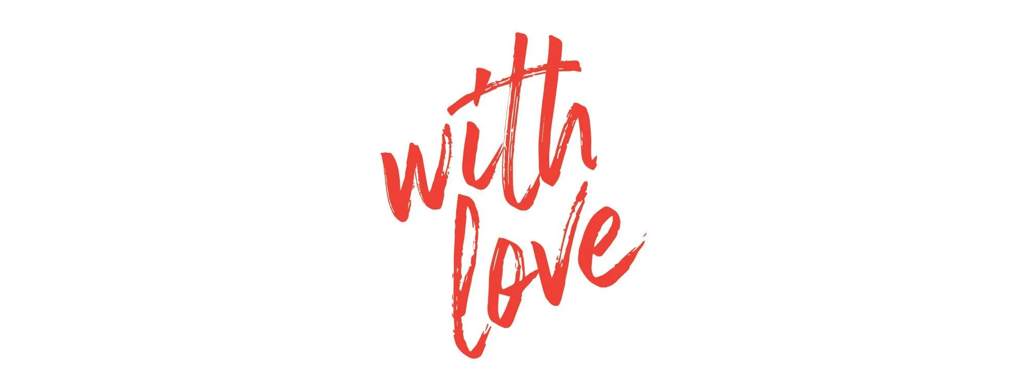 Stylized red text that says "With Love" on a white background.