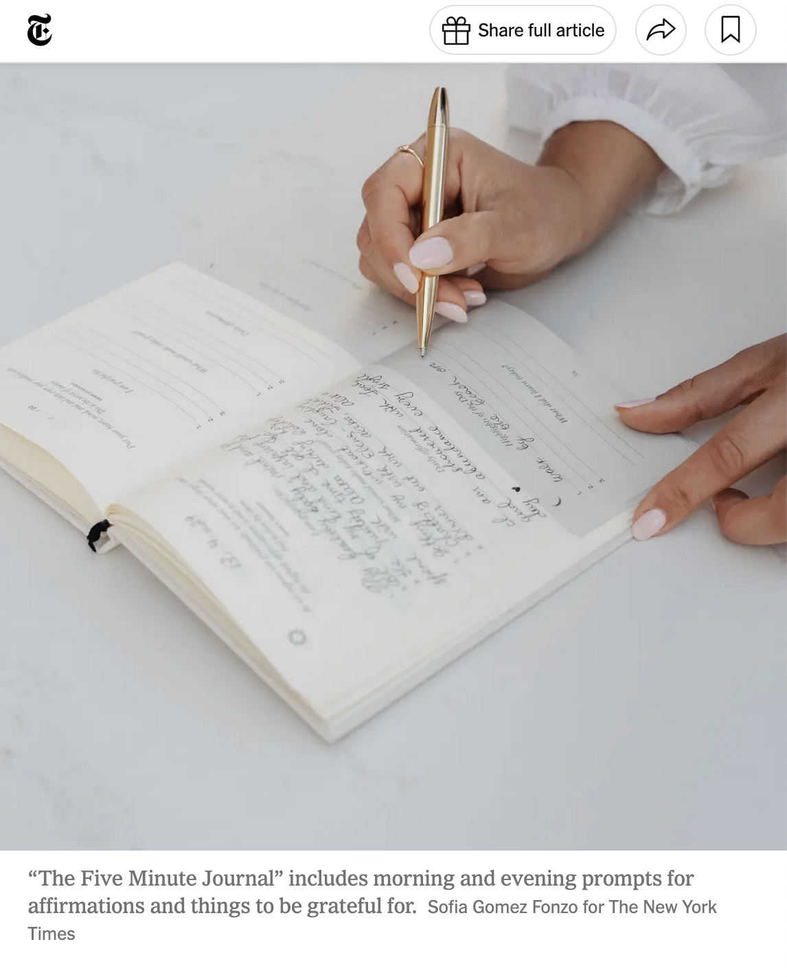 NYTimes - The Five Minute Journal