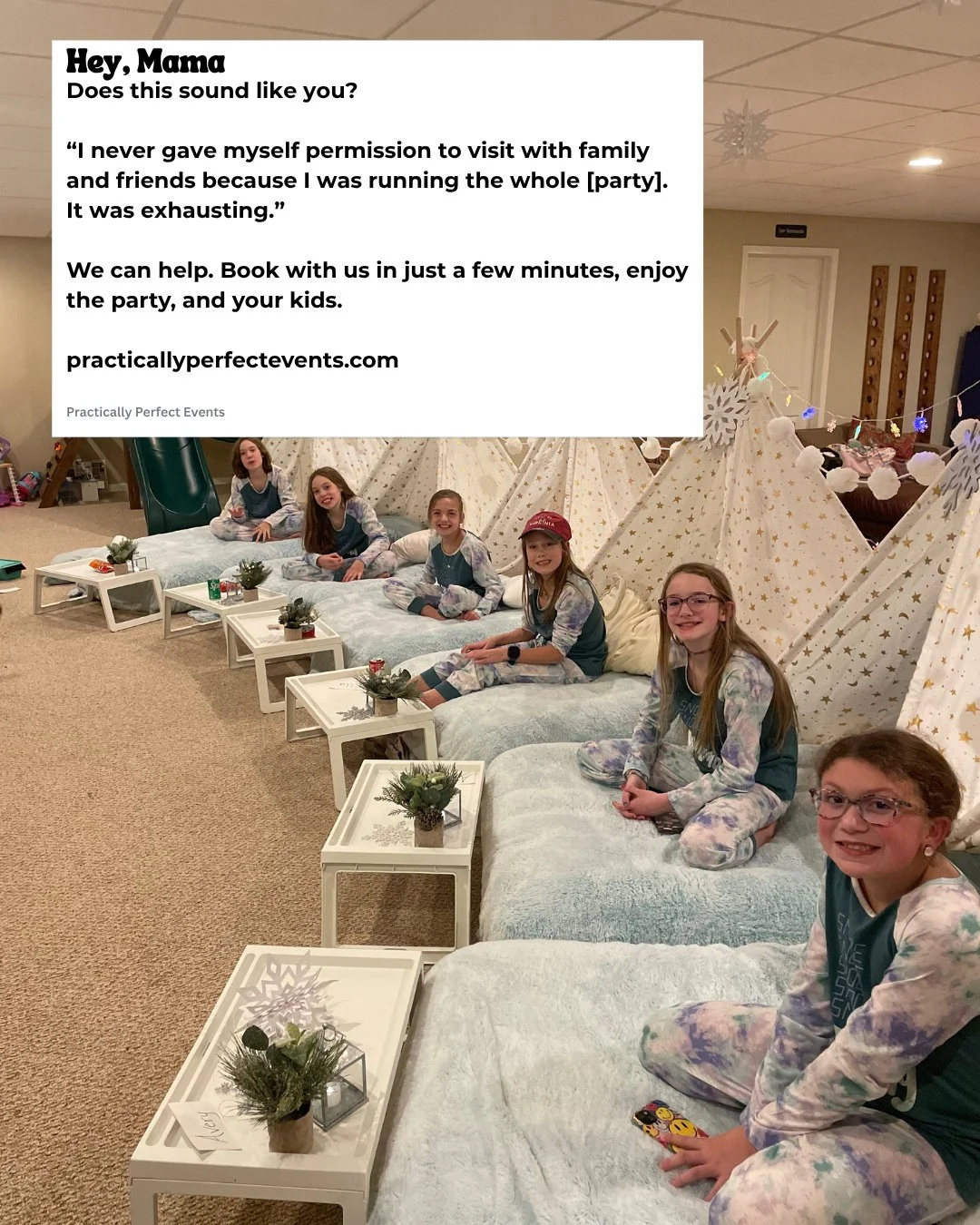 Are you the mama who is the hostest with the mostest and never allow yourself time to enjoy the beautiful party you planned and worked so hard for?⁠
⁠
Say goodbye to the exhaustion and hello to breathing and enjoying your party with our luxury slumbe