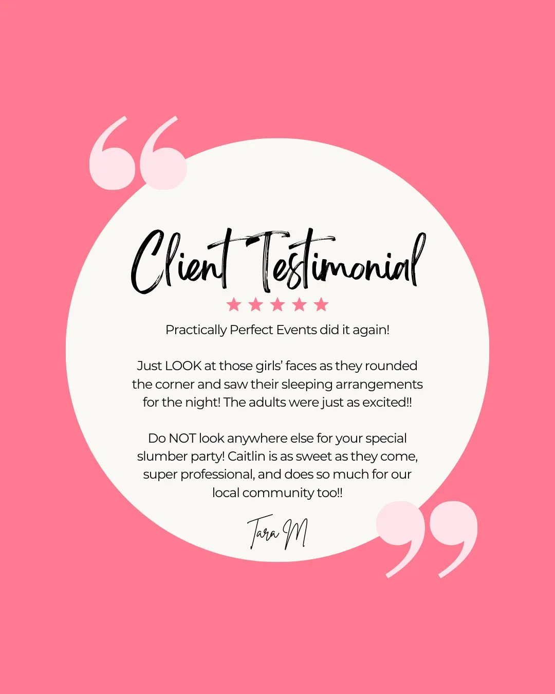 Dont take it from me... or even from Tara. ⁠
⁠
Take it from the looks on these kiddo's faces when they saw their epic Let&rsquo;s Glow Crazy slumber party. You can't argue with that happiness!⁠
⁠
"Practically Perfect Events did it again!⁠
⁠
Just