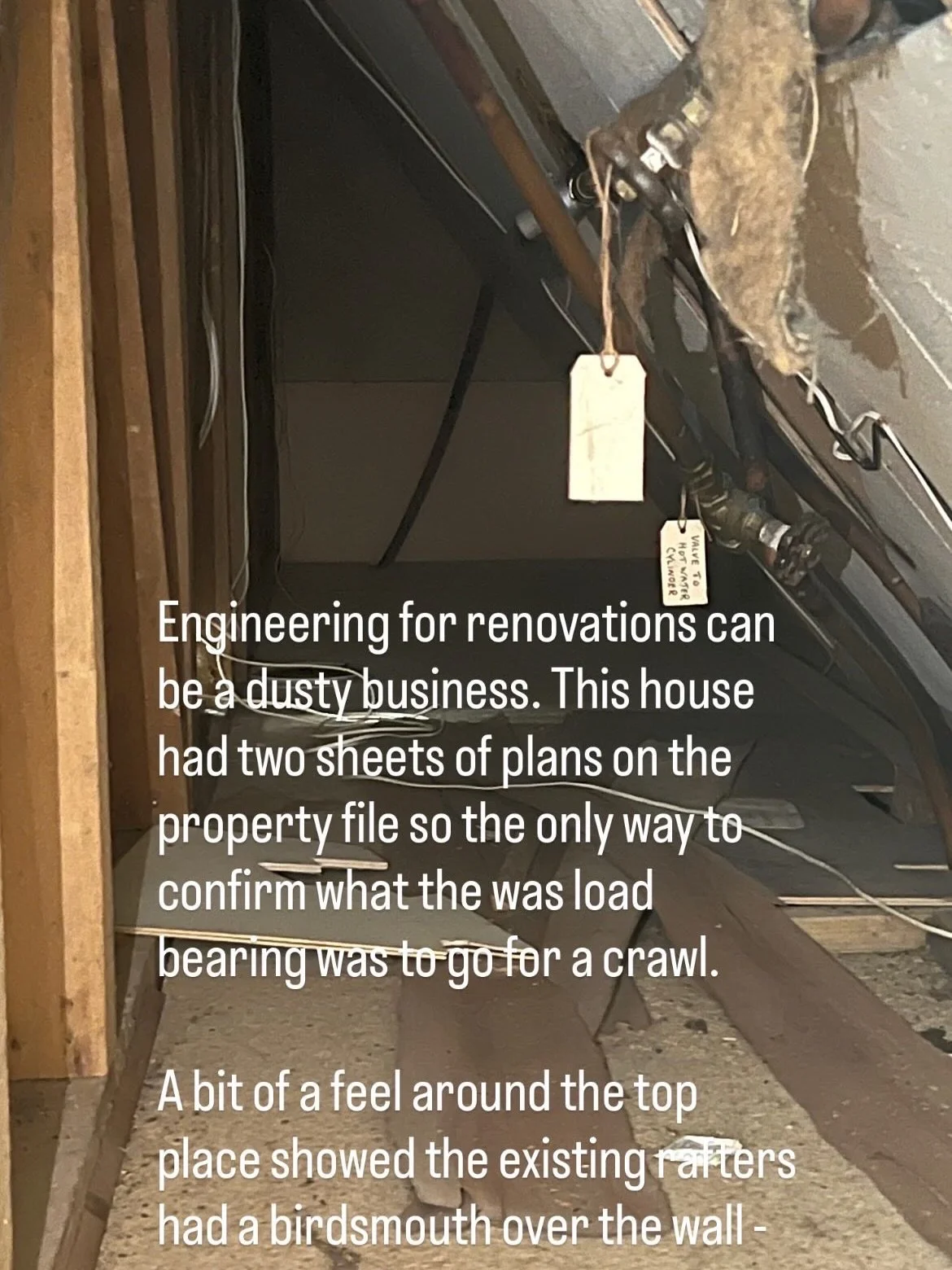 We are big believers in predesign site visits for renovations at SDS. That&rsquo;s why my box of tricks includes a good torch, laser measure, tape and overalls (which only come out for the absolute worst subfloors)
