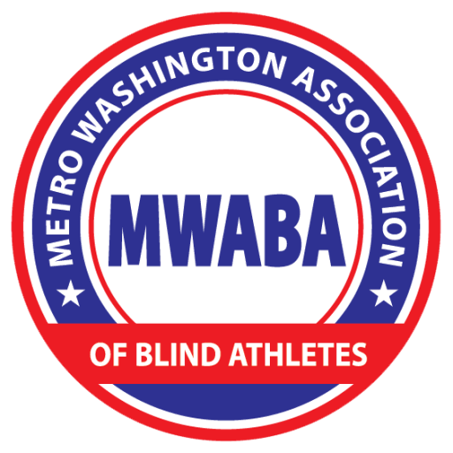 Circular red, white, and blue logo for the Metro Washington Association of Blind Athletes, featuring the acronym "MWABA" in the center.
