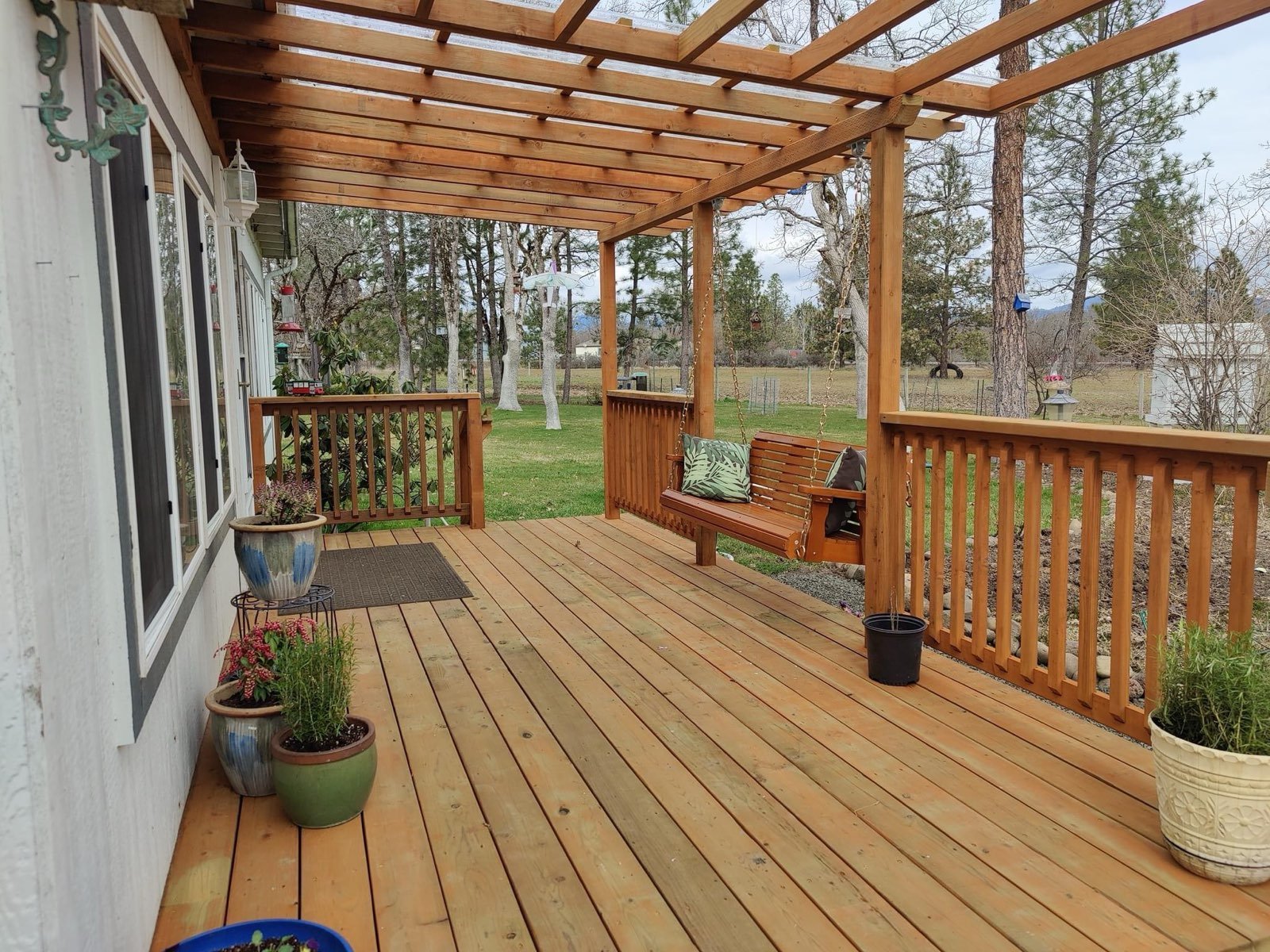 Front Deck with Pergola and Swing