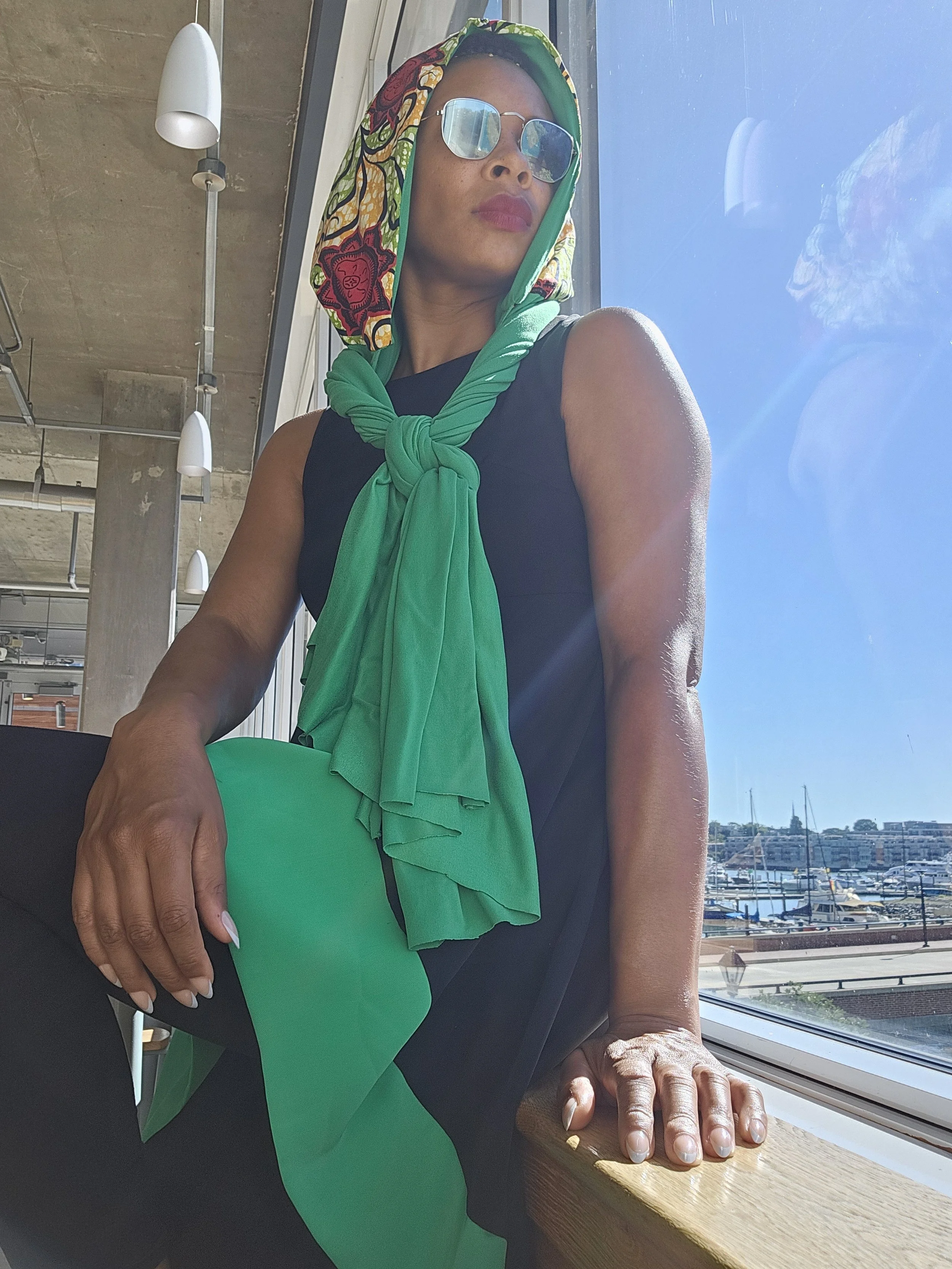 African Print HUVA hooded scarf