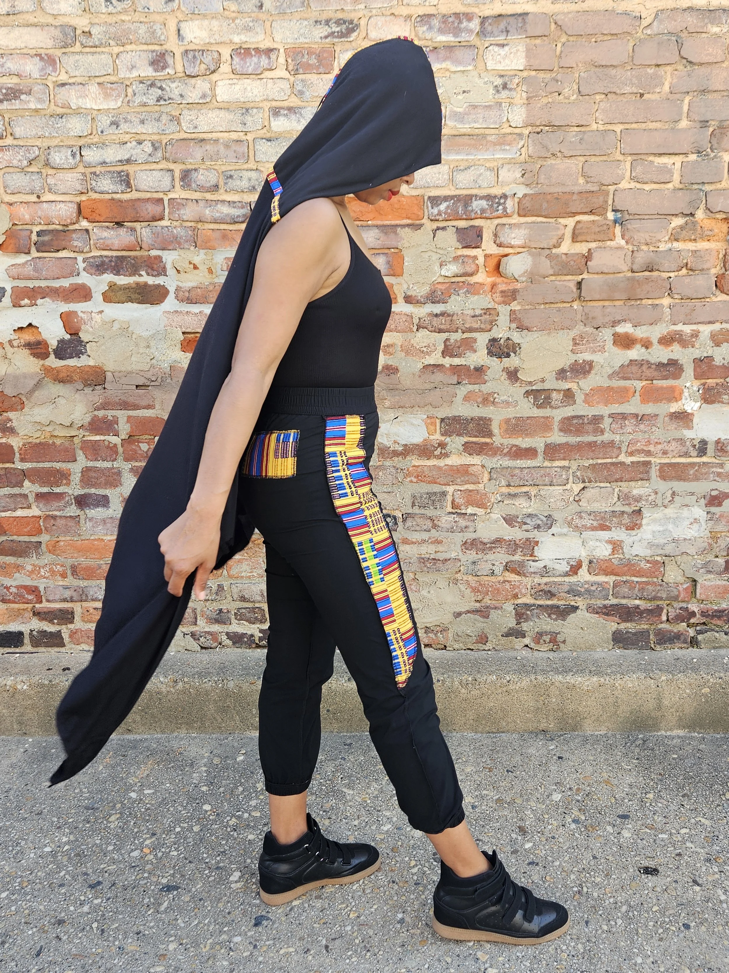 African Print HUVA hooded Scarf with matching joggers
