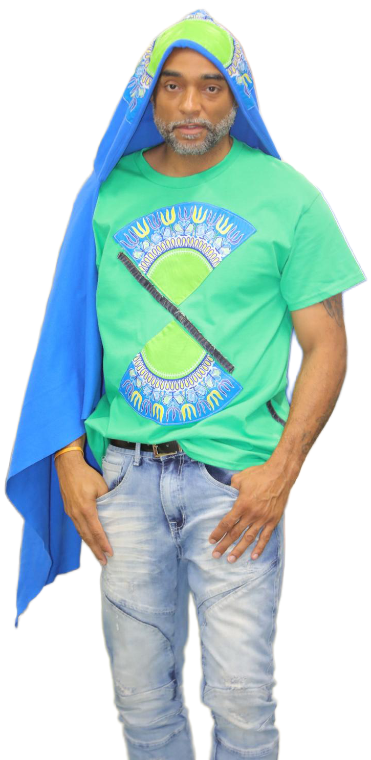 Custom African Print HUVA hooded scarf with matching t-shirt