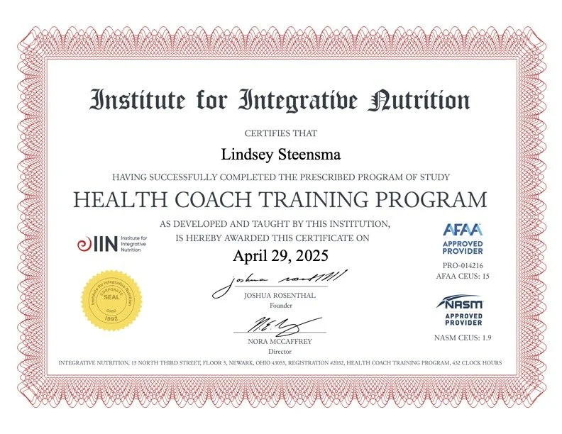 Health Coach Certificate from IIN