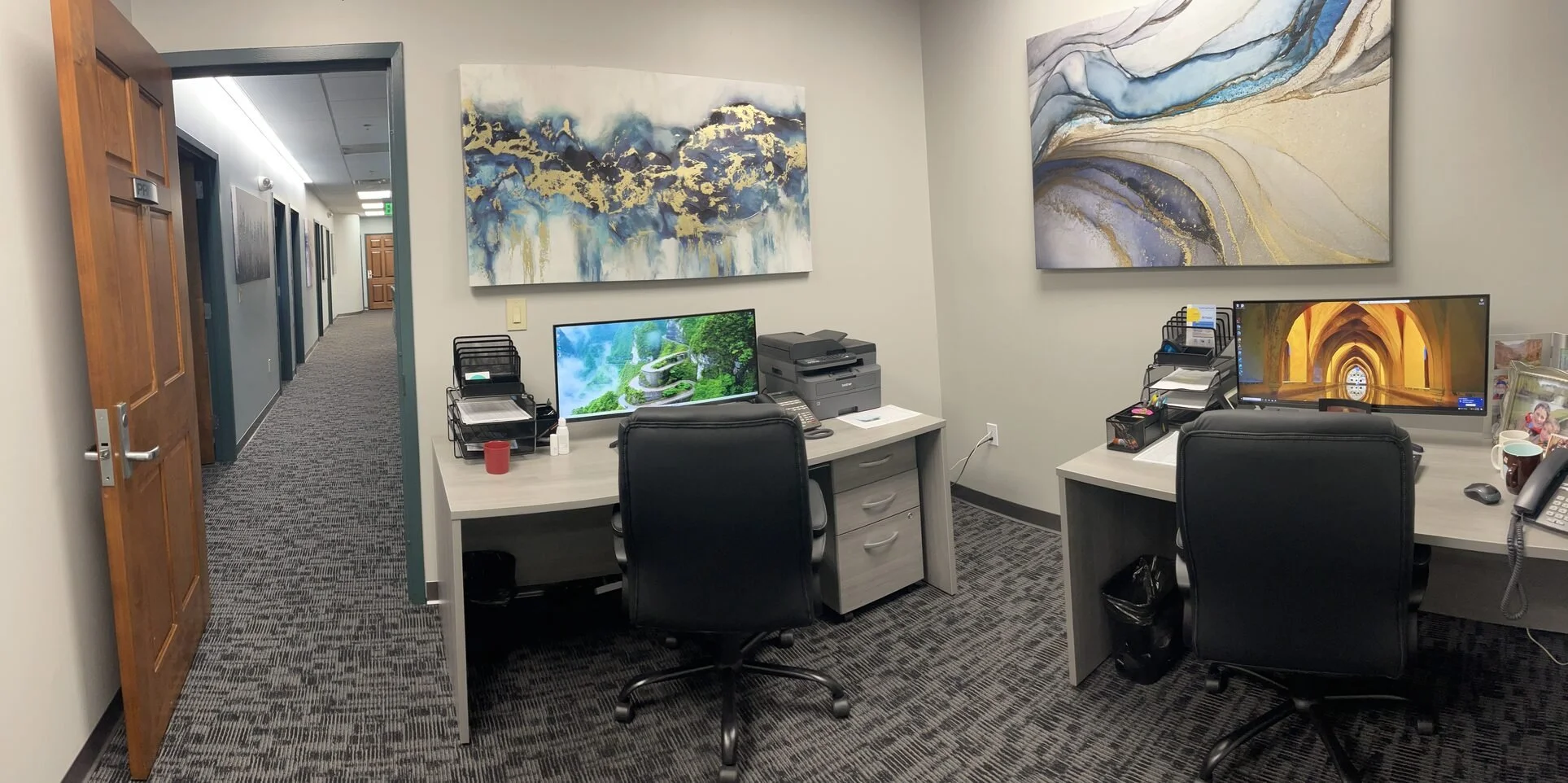 Office desk workspace sanitized and cleaned.