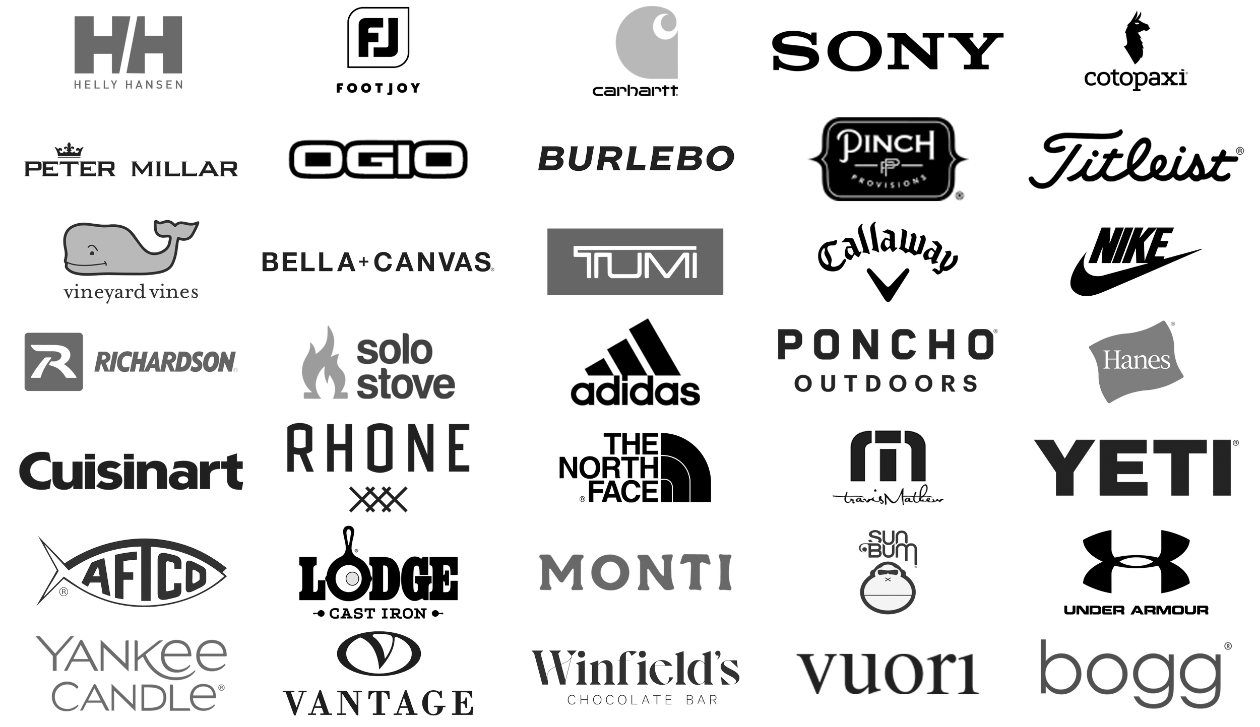 We have the biggest brands in Apparel. Like Peter Millar, SONY, Nike, and more