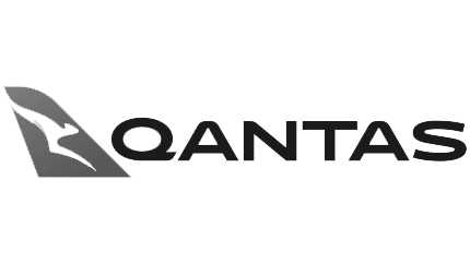 Qantas airline logo featuring a kangaroo silhouette inside a stylized kangaroo head.