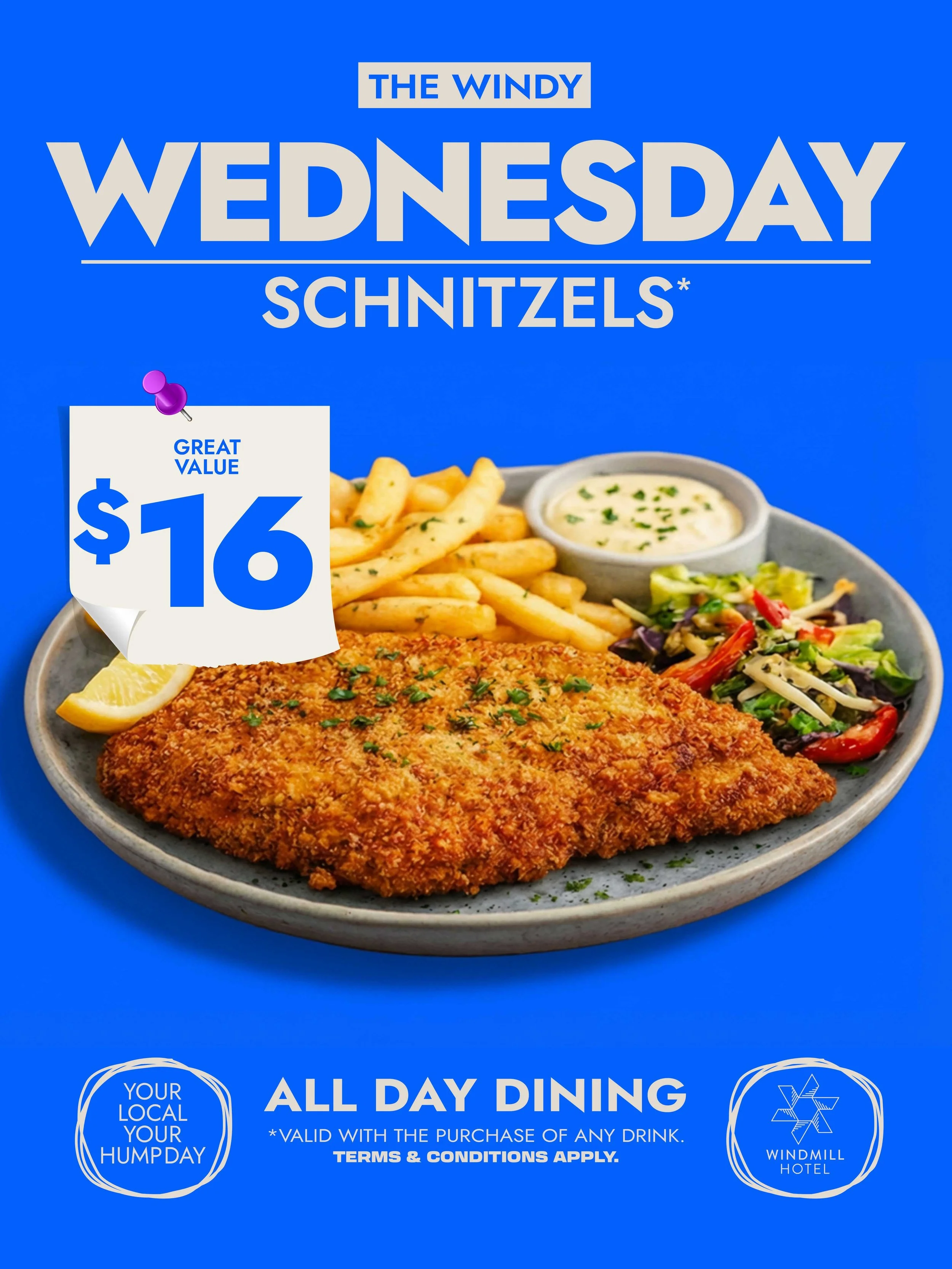$16 Wednesday Schnitzel Special 
