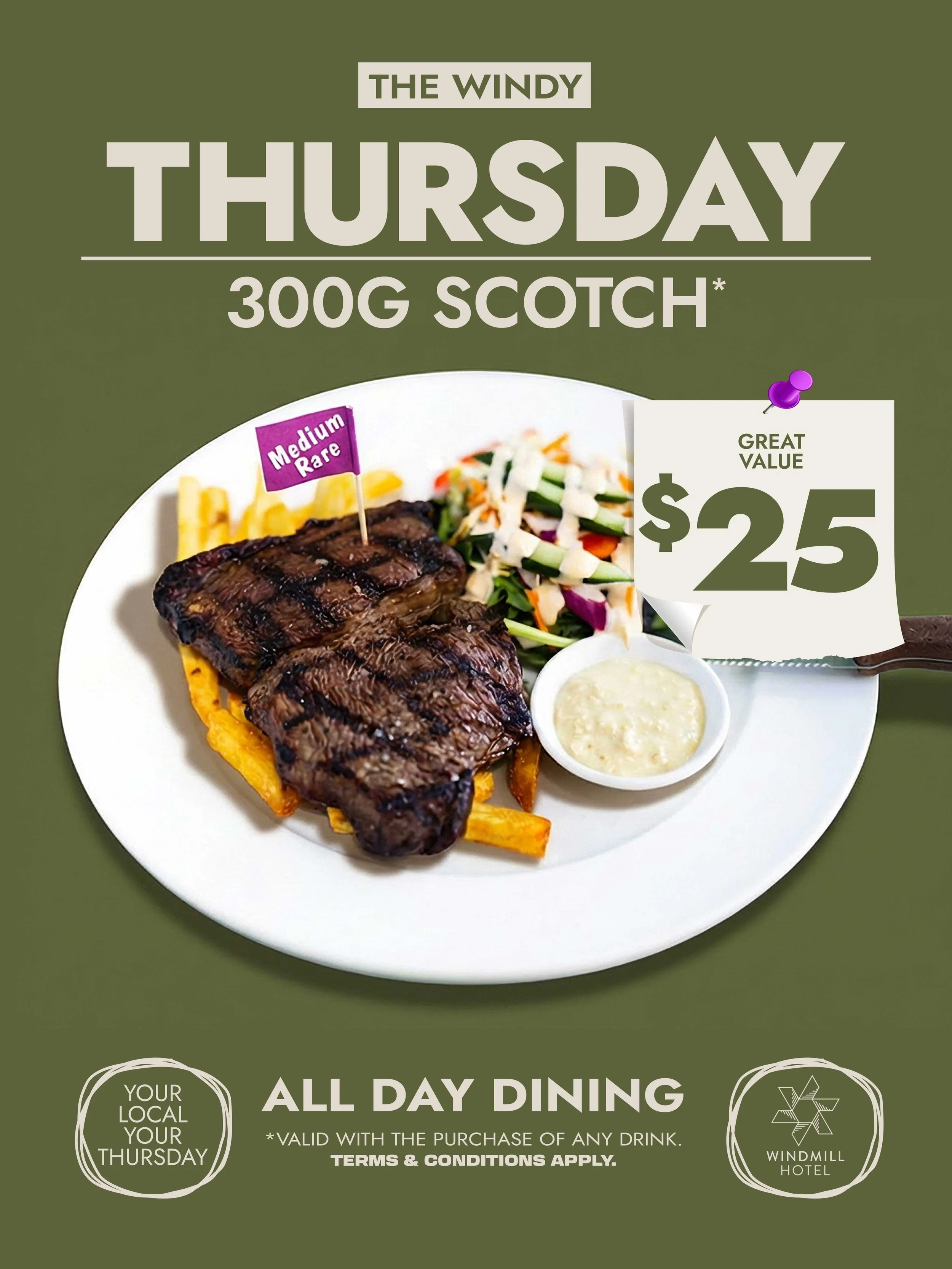 $25 Scotch Fillet Thursday