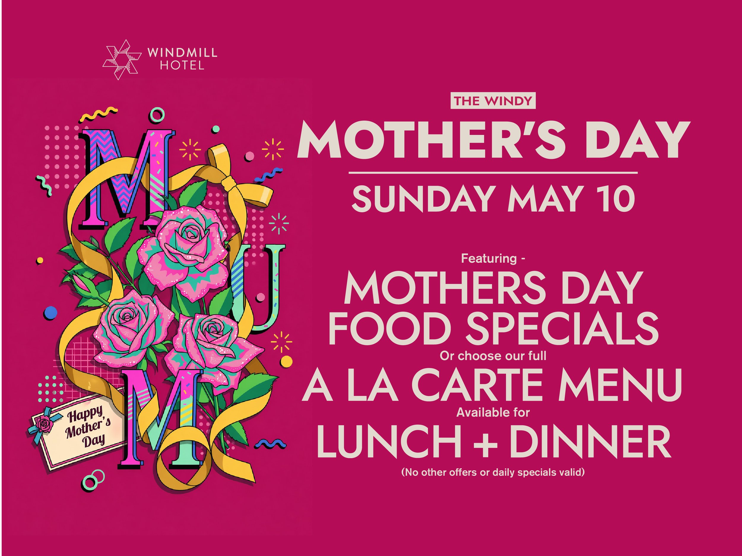 The Windmill Hotel Mothers Day 2026 
