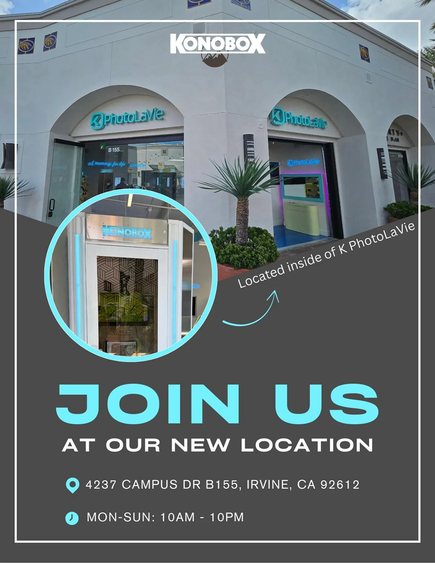 KONOBOX is officially live in Irvine, CA! Step into the spotlight at K PhotoLaVie Flagship Studio in University Town Center and u leash your inner star! 🌟🎤

Don&rsquo;t forget to tag us in your content for a chance to be featured on our page! 

#ko