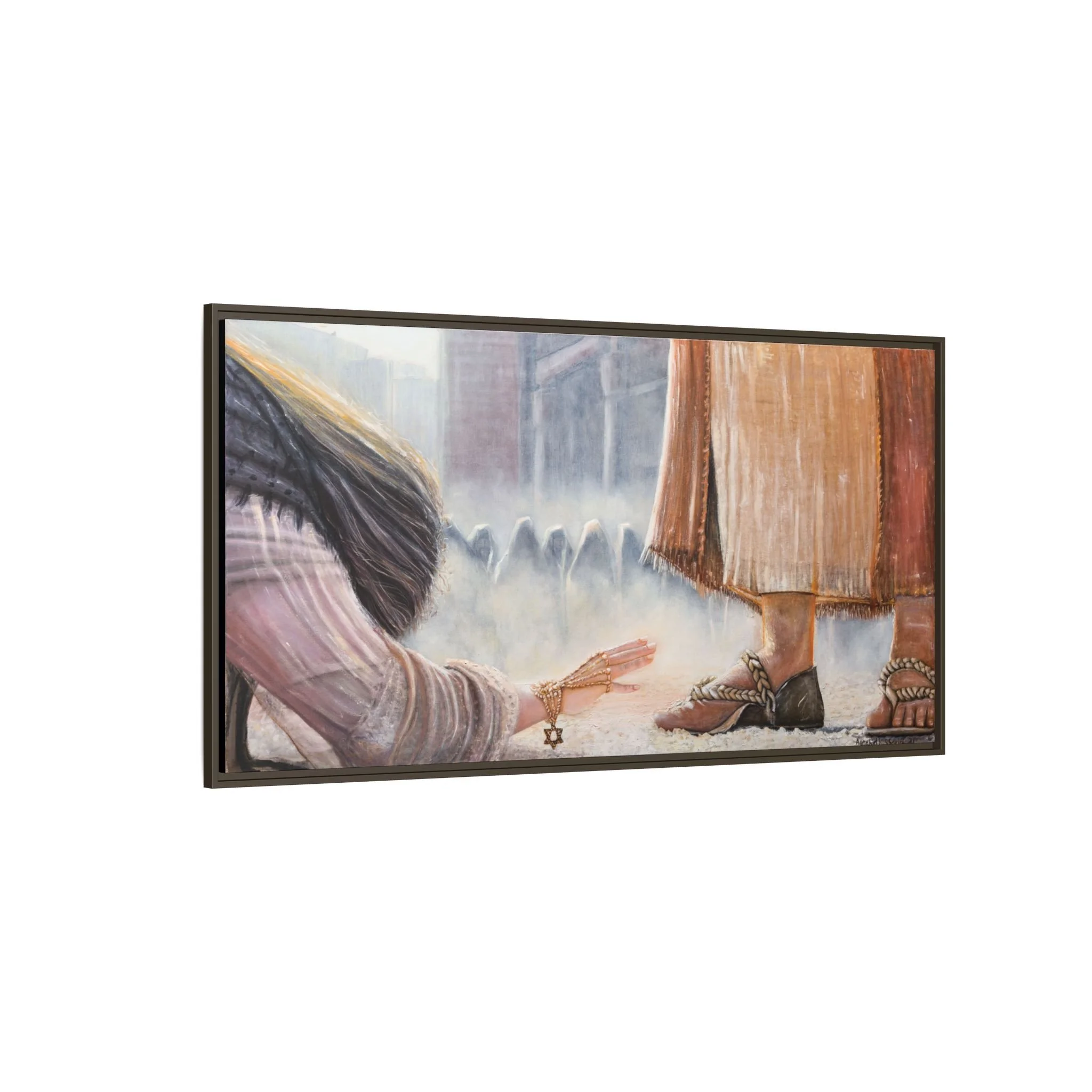 Spiritual Matte Canvas Art, Mary Magdalene on Jesus's Feet, Inspirational Wall Decor, Religious Framed Print, Faith-Based Home Decor, Meaningful Gift for Celebrations