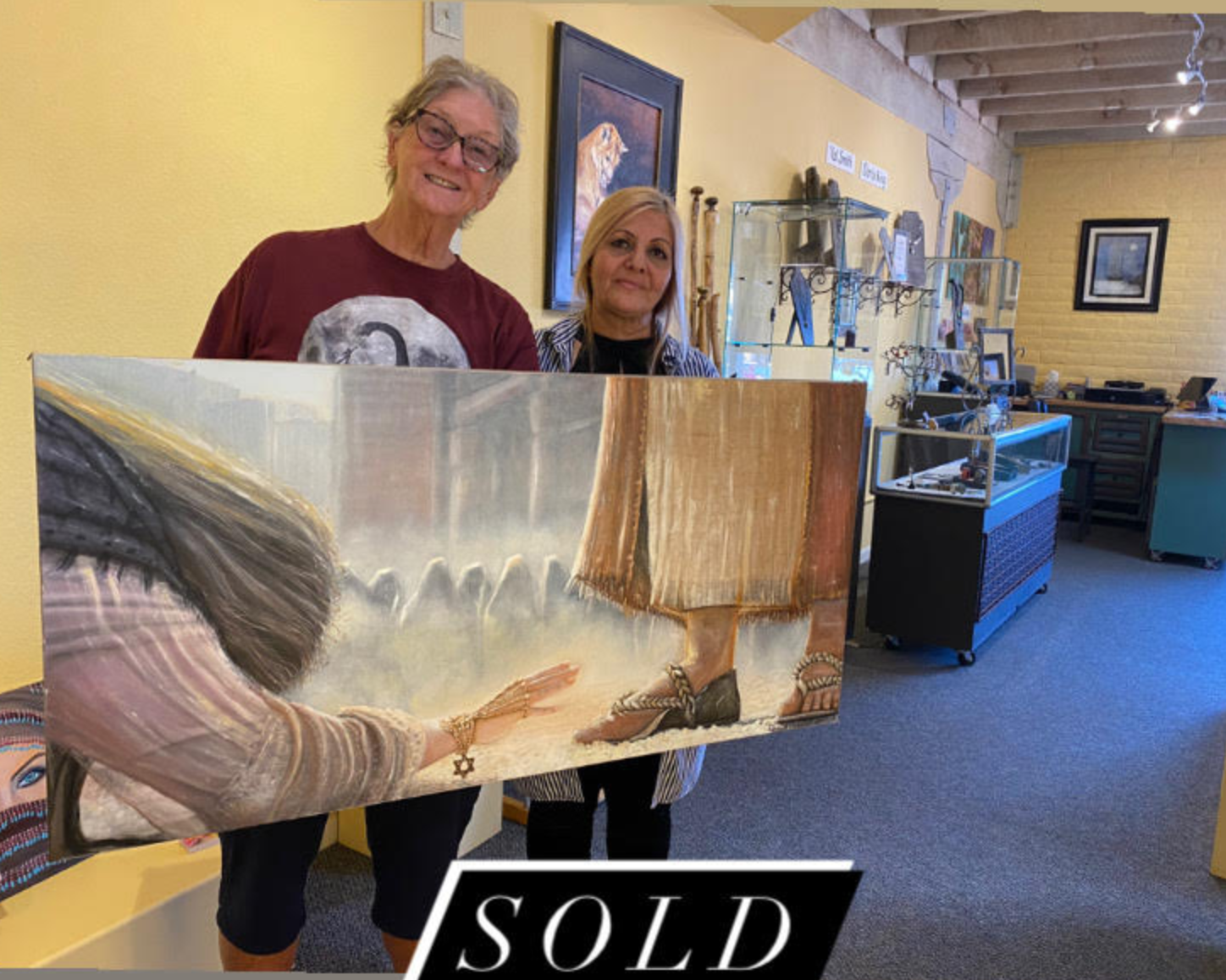 Mary Magdalene at Jesus’ feet, original oil painting, sold