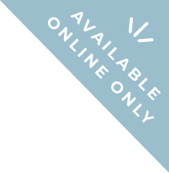 Blue diagonal banner with white text that says 'Available online only'.