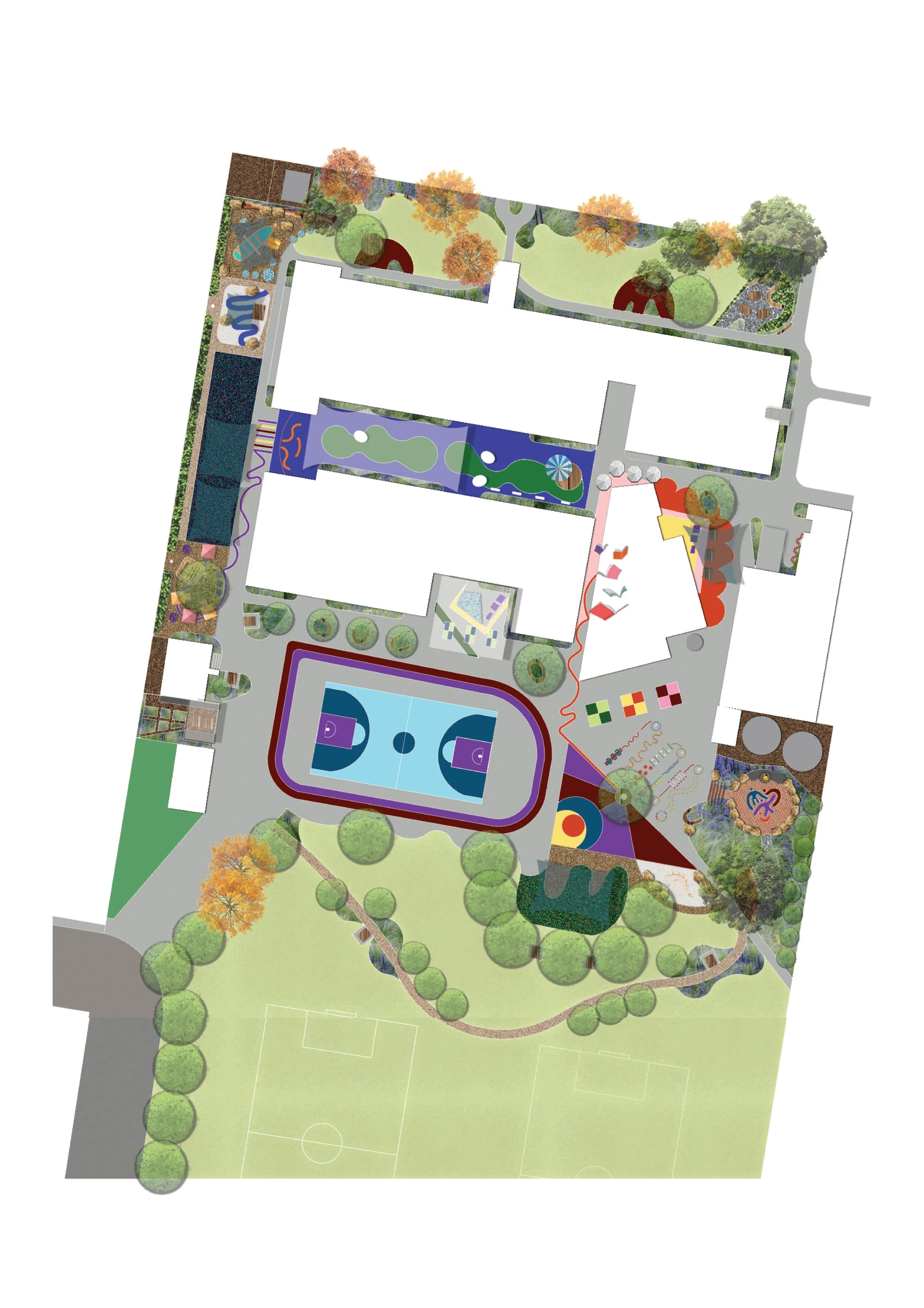 Primary school educational design, nature play, imaginative play and outdoor learning. 