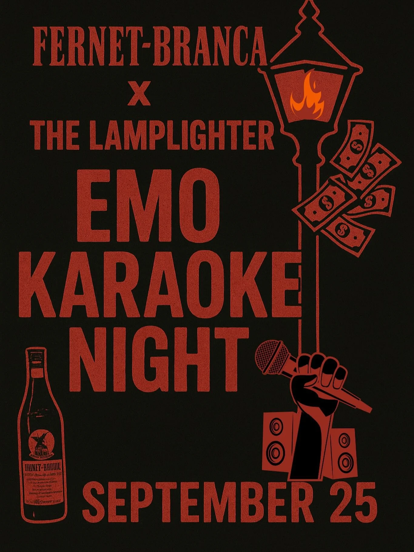 Another month, another Emo Karaoke Night 🔥🎤

But this time, we&rsquo;re bringing back our friends at @fernetbranca for some bold drinks &amp; big voices 🥃🎶

📅 Thursday, Sept 25th &mdash; 9PM. Come early, and stay late 😉

&bull;
&bull;
&bull;
&b