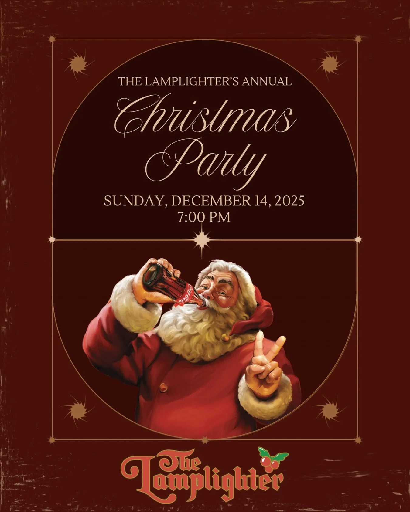Santa checked his list twice and still decided:
&ldquo;They&rsquo;re perfect for Lamplighter.&rdquo; 🎅🏼🔥

You&rsquo;re invited to our Annual Christmas Party Sunday, December 14th at 7pm! 
Special guest bartenders, guest dj, sideburgers and nonnas 