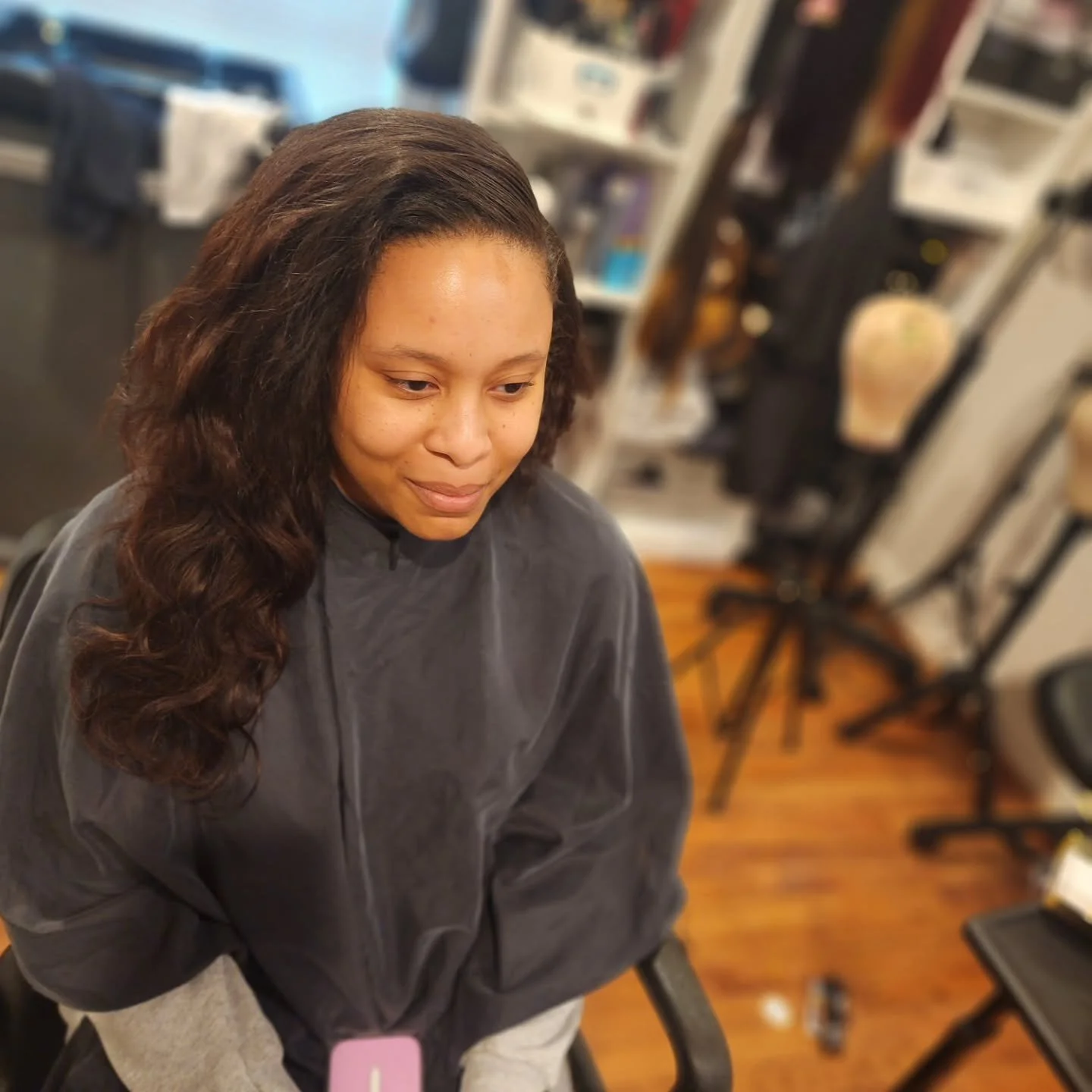 Sewin with no styling. It was a day or two before the wedding. #dozendesigns #dfwhairstylist #sewin #traditionalsewin #athomesalon