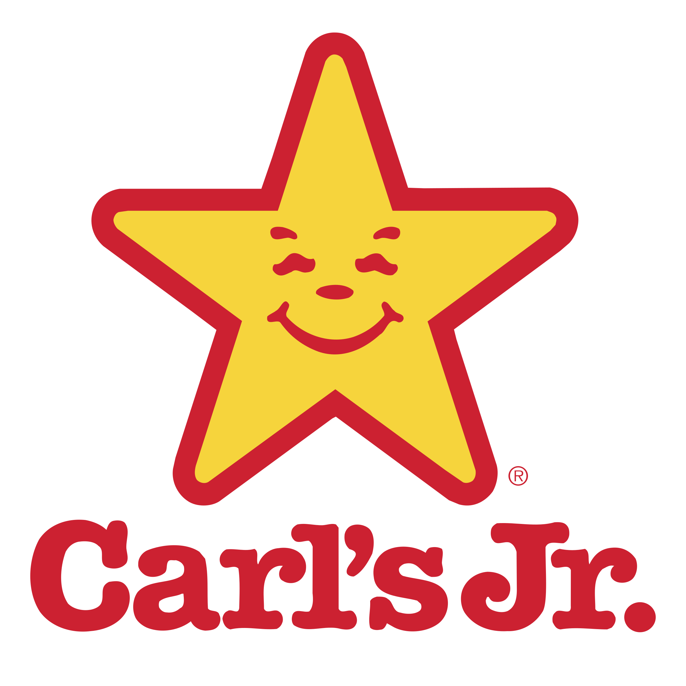 Carl's Jr. logo featuring a smiling yellow star with a red outline and the text 'Carl's Jr.' in red below.