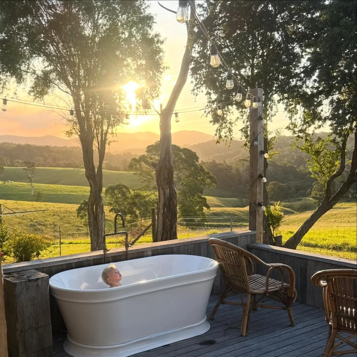 Sunset soak, cuppa in hand ☕✨