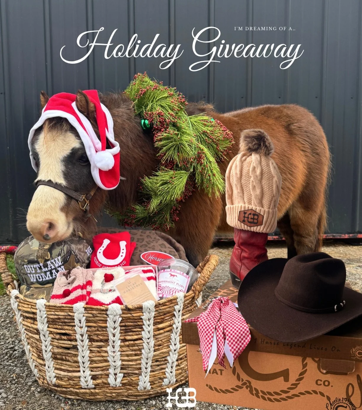 You may be on the naughty list this year&hellip; but you can still win our holiday giveaway 👀🎅

We&rsquo;re giving away a $1000 Horse Girl Brand loaded basket to one lucky cowgirl 🤠

Including:
🎄Custom Charlie One Horse Hat
🎄Custom HGB Beanie
🎄