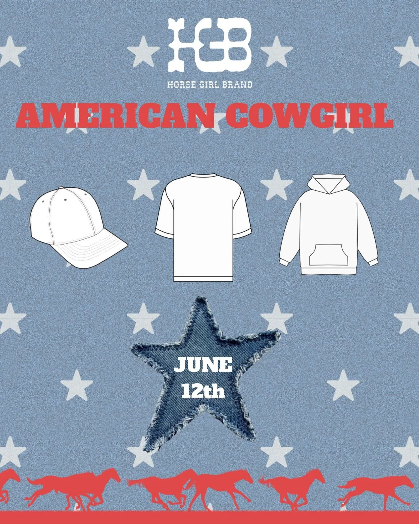 🇺🇸 Hold your horses&hellip; don&rsquo;t buy your 4th of July outfit just yet. 

Our American Cowgirl Collection drops June 12th featuring trucker hat, cropped tee and sweatshirt

This one&rsquo;s worth the wait. 🐎🇺🇸

#HorseGirlBrand #AmericanCow