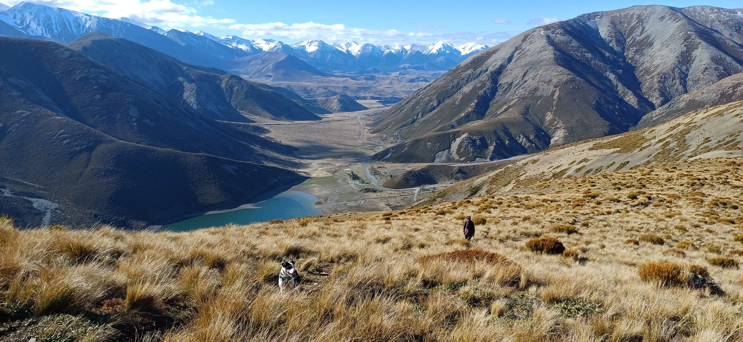 Views down the Craigieburn Valley across Lake Lyndon from the Trig M track, Porters Pass