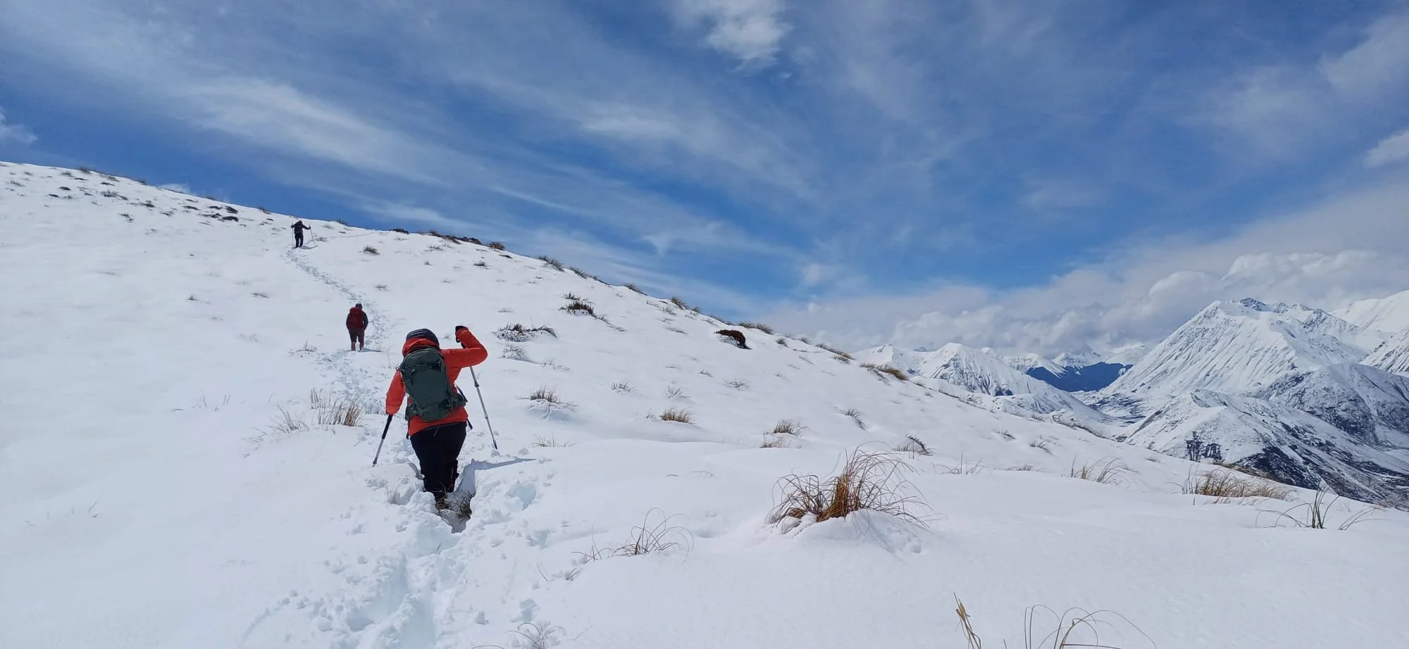 Winter walking on Peak Hill, near Lake Coleridge