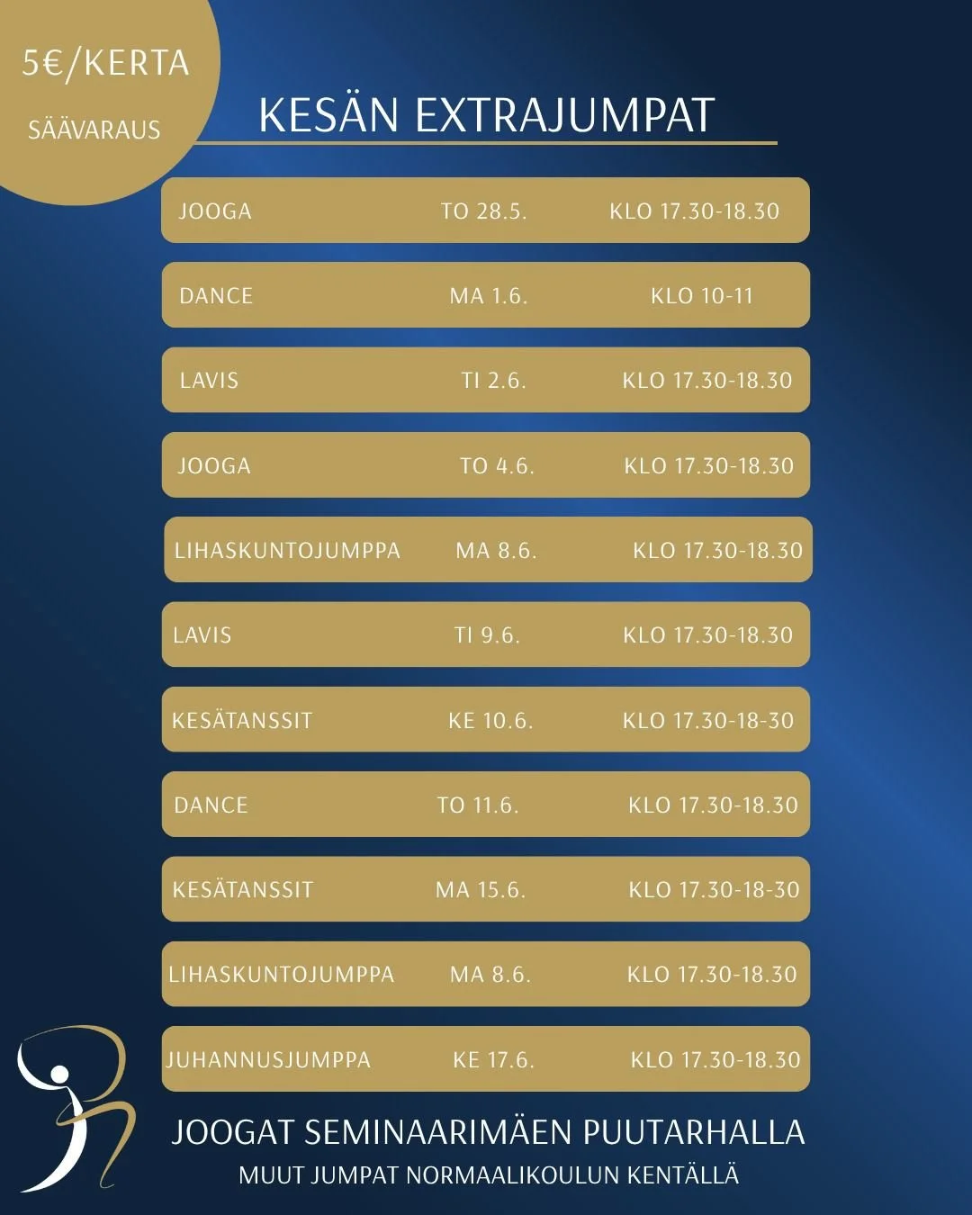 kesäjumpat 2026 kesäkuussa 5€/kerta