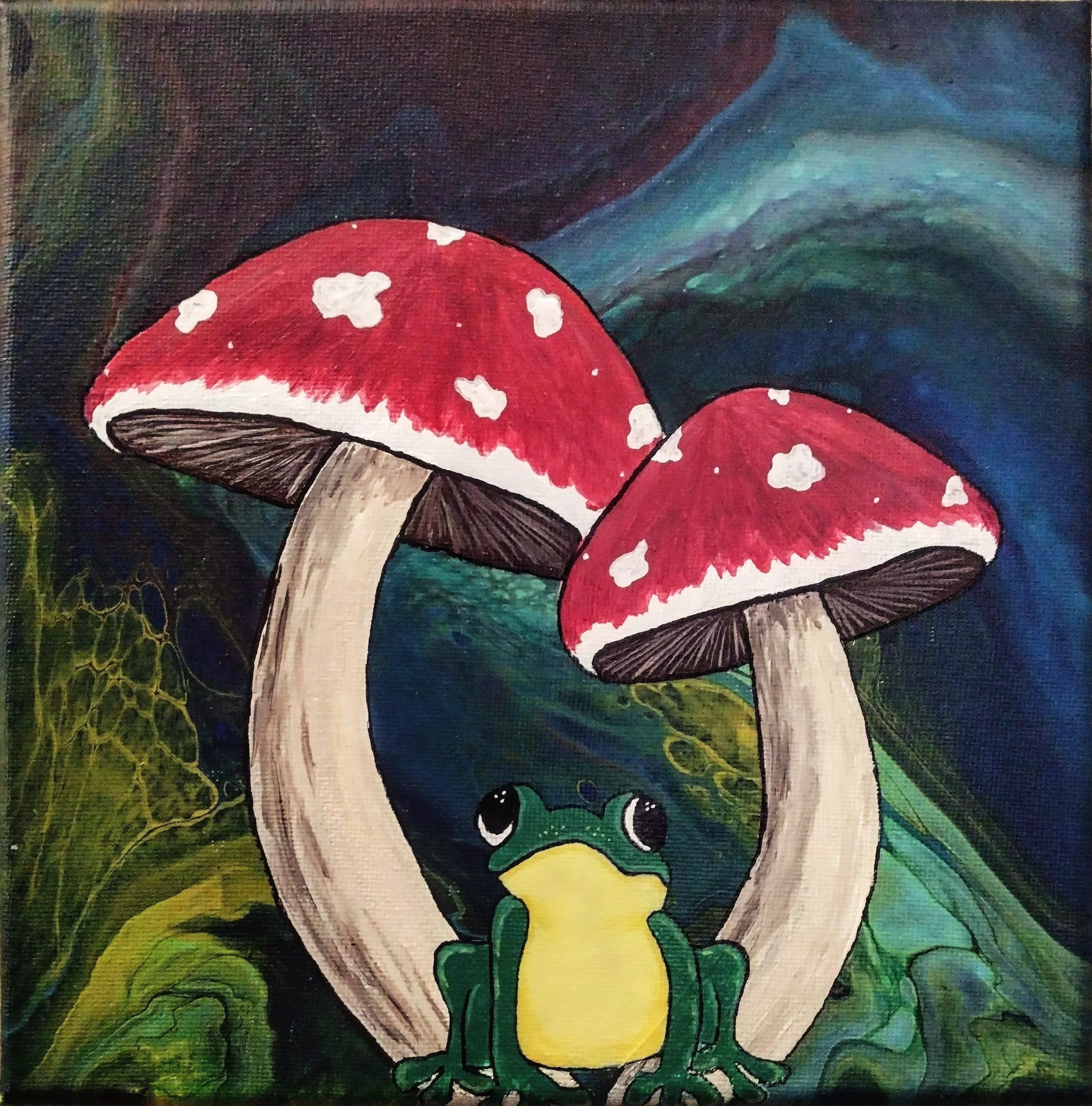 Willa | 8x8 |
this frog enjoys chilling under the mushrooms