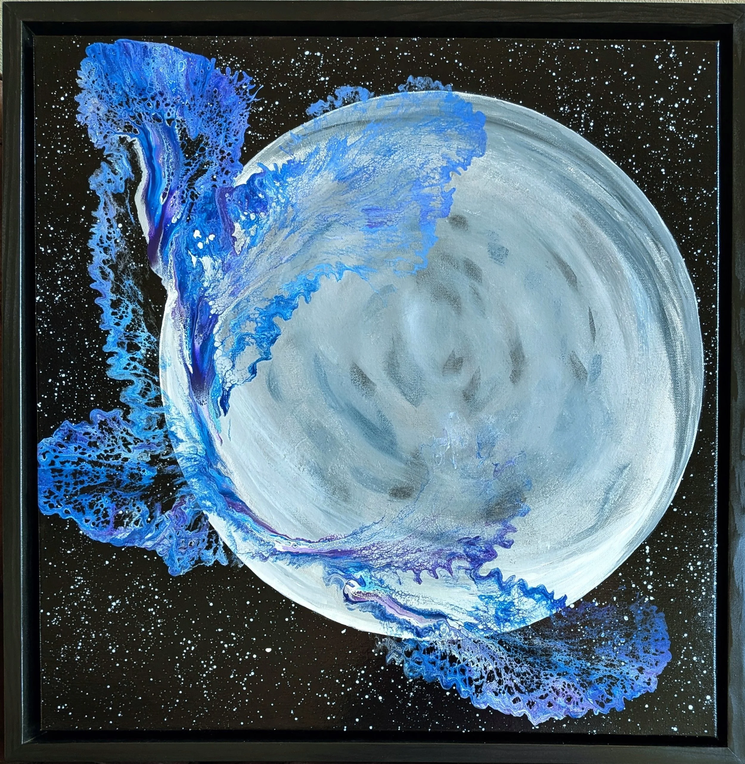 Like Stars in the Sand original 24x24 acrylic abstract painting with cosmic sand textures.