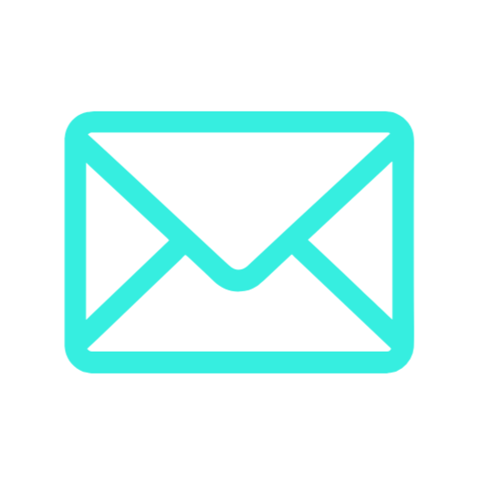Light blue outline of an envelope or email icon on a white background.