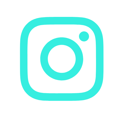 Instagram logo in light blue on a white background.