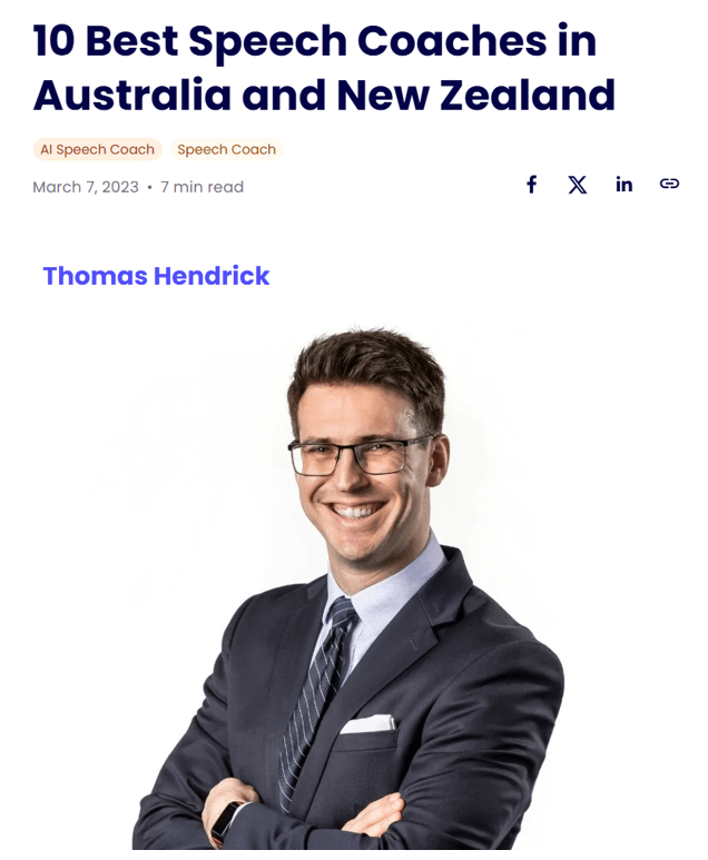 Tom Hendrick Top 10 Public Speaking Coach Australia New Zealand