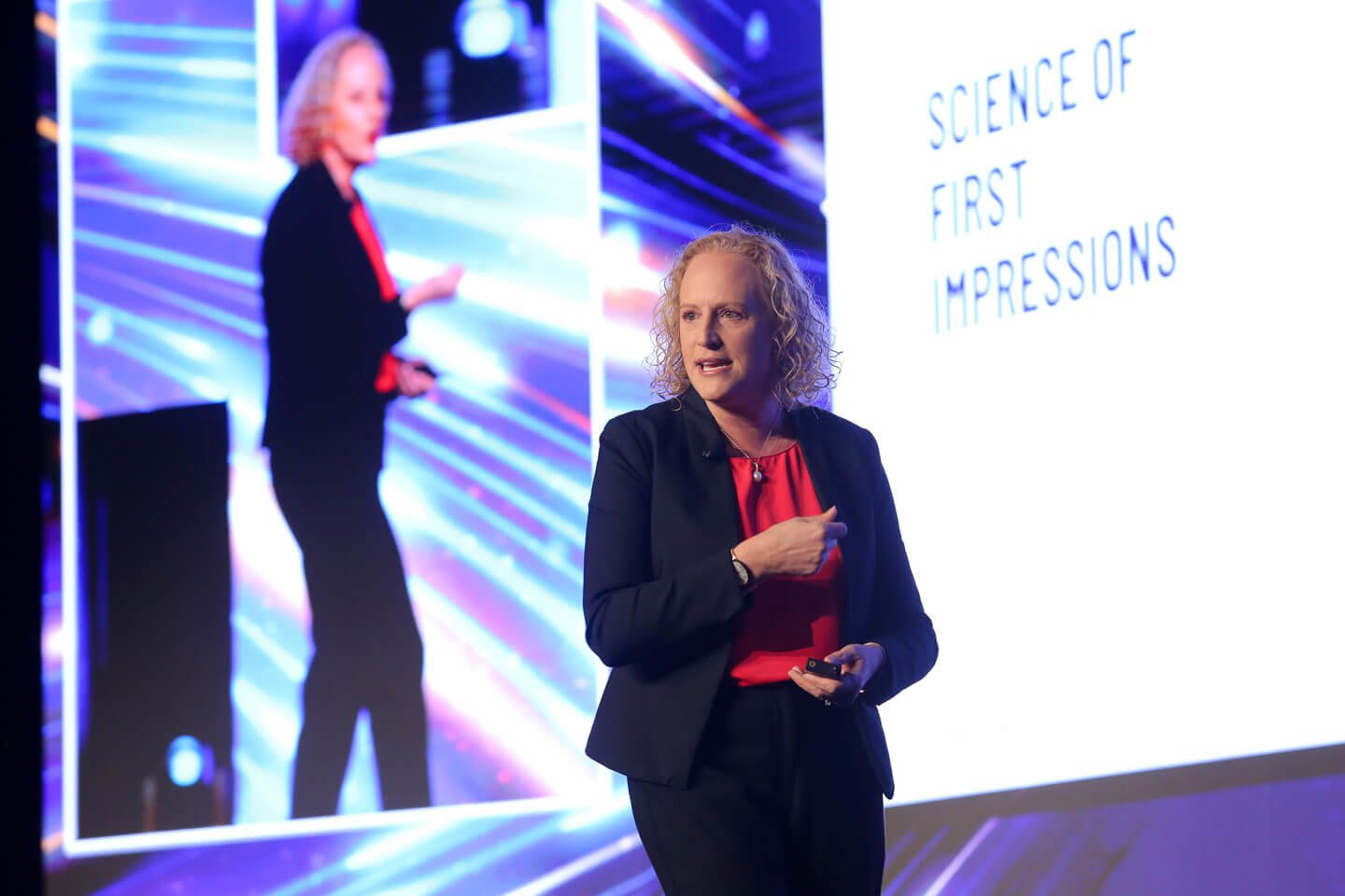 THPS client Julia Ewert CEO speaking on stage at WA Business Leaders Summit 2026