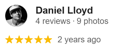 An image of Danny Lloyd, a business man leaving a 5 star review after using Tom Hendrick's public speaking coaching services.