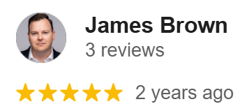 An image of James Brown, a business man leaving a 5 star review after using Tom Hendrick's public speaking coaching services.