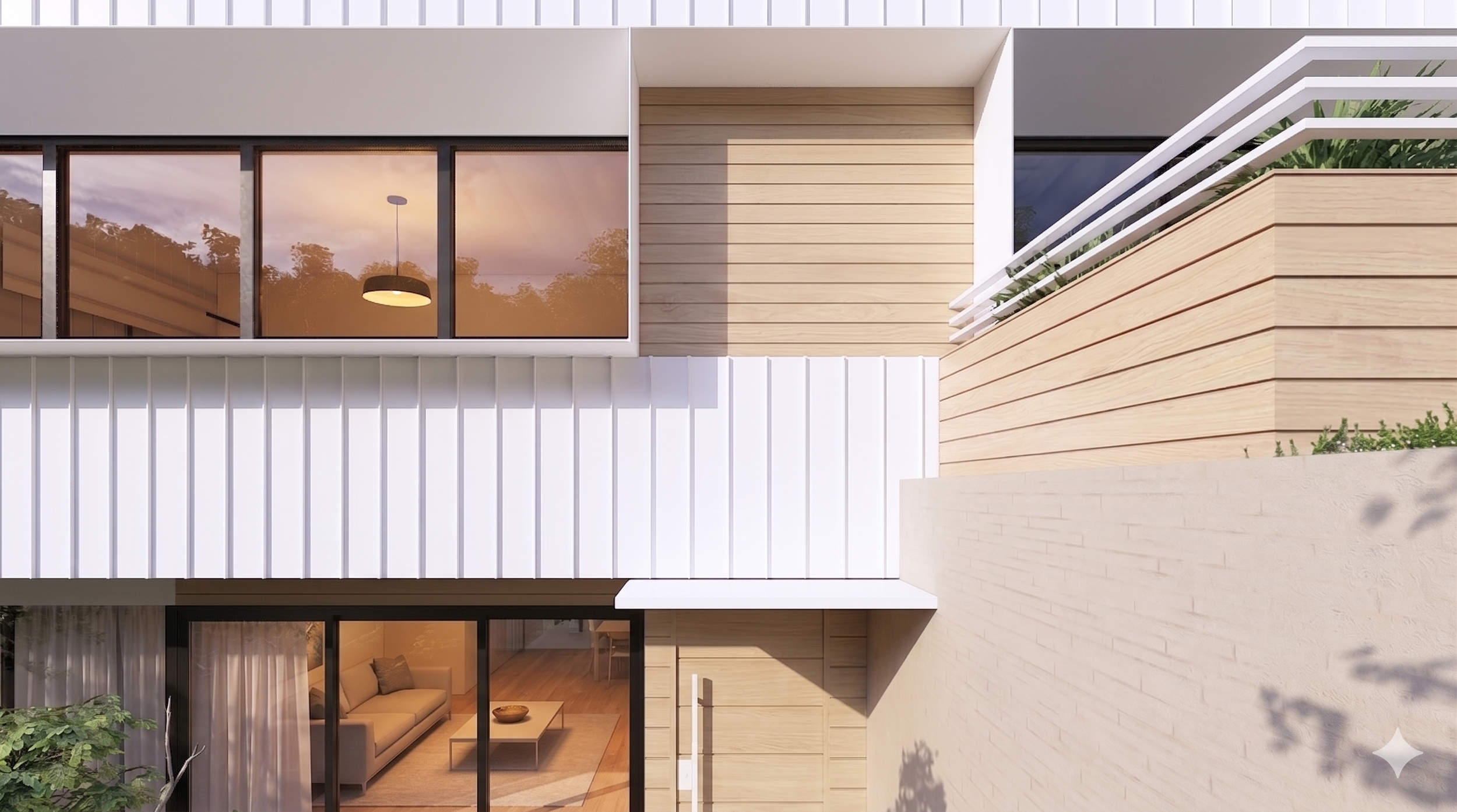 townhouse with metal cladding and timber cladding