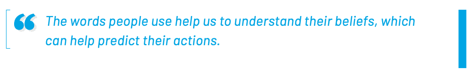 The words people use help us to understand their beliefs, which can help predict their actions.
