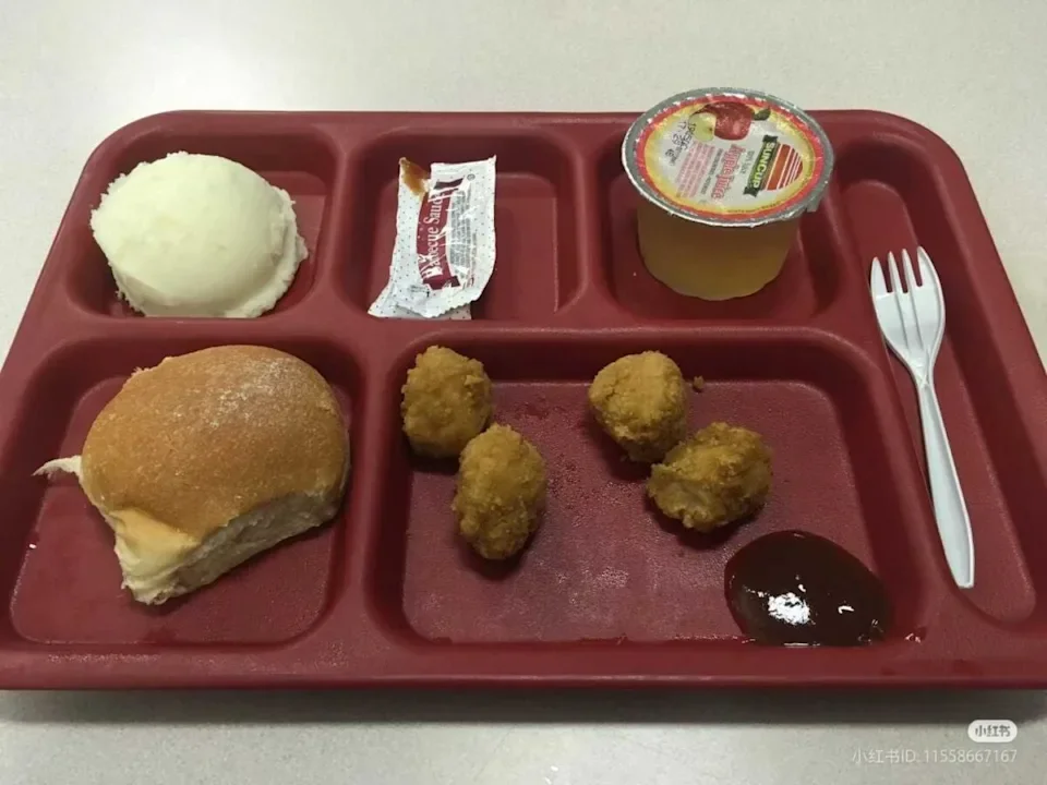 Bad cafeteria food on a tray