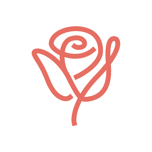 Minimalist red rose illustration with black background.