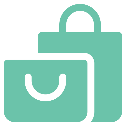 Icon of a shopping bag with a smiley face, and a padlock symbol in the background.