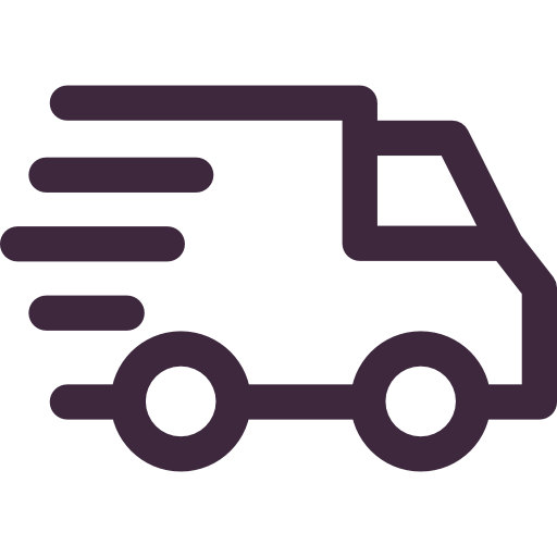 Icon of a delivery truck with motion lines indicating speed.