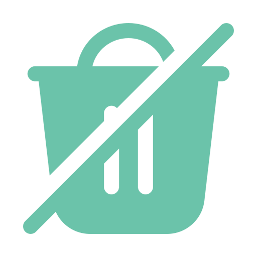Icon of a shopping basket with a line through it, representing no shopping or not for sale.