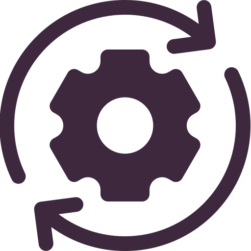 Icon of a gear with a circular arrow around it, representing settings or system update.