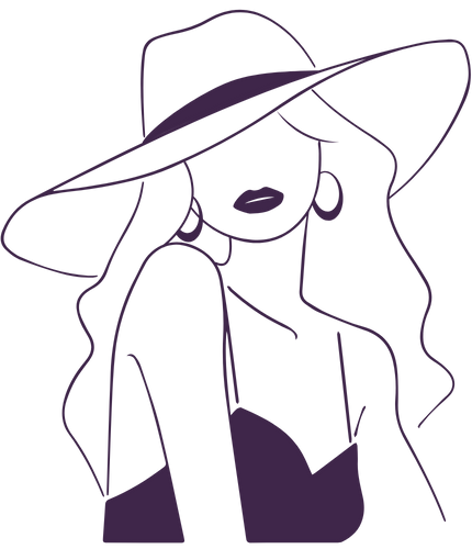 Grafik von einer eleganten Frau mit Hut